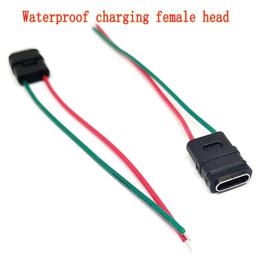 

1-10Pcs USB 3.1 Connector Type-C 8Pin 2 Welding Wire Female Waterproof Female Socket Rubber Ring High Current Fast Charging port