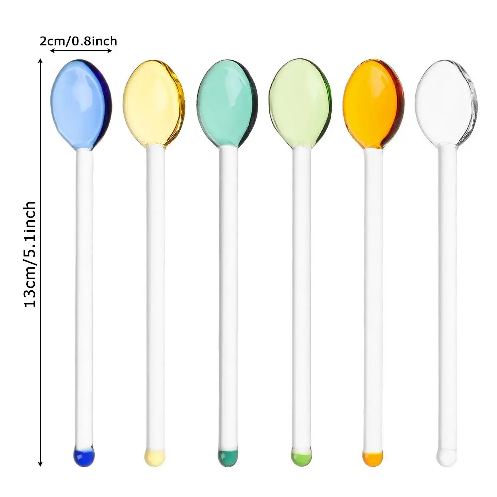 New Colorful Tableware Glass Long Handle Coffee Scoops Tea Spoons