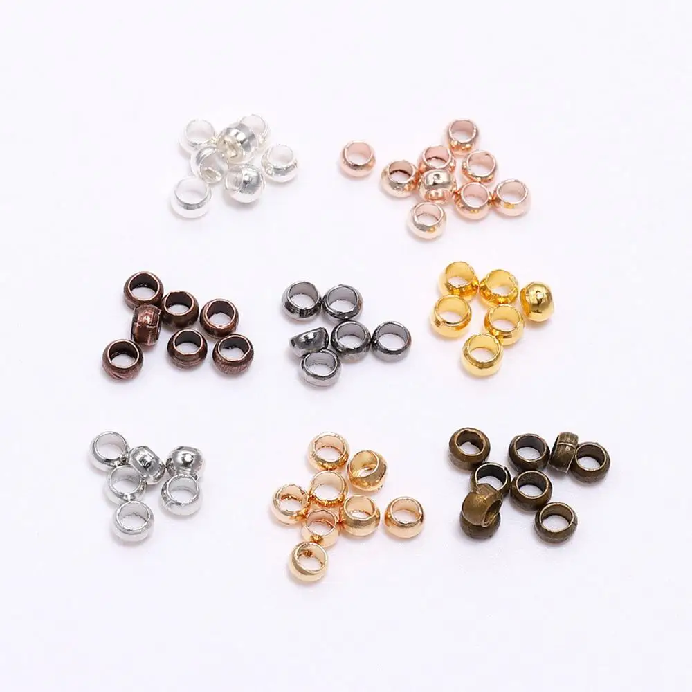 500pcs Gold Silver Ball Crimps End Beads 2/2.5/3mm Stopper Spacer Components Beads For Jewelry Making Findings DIY Accessories