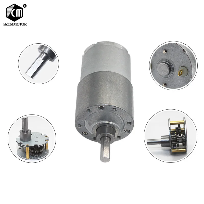 12v 24v DC Gear Motor 37mm All Metal Gear Box 7RPM to 1600 rpm Gearmotor motop High Torque Eccentric Shaft Geared Motor