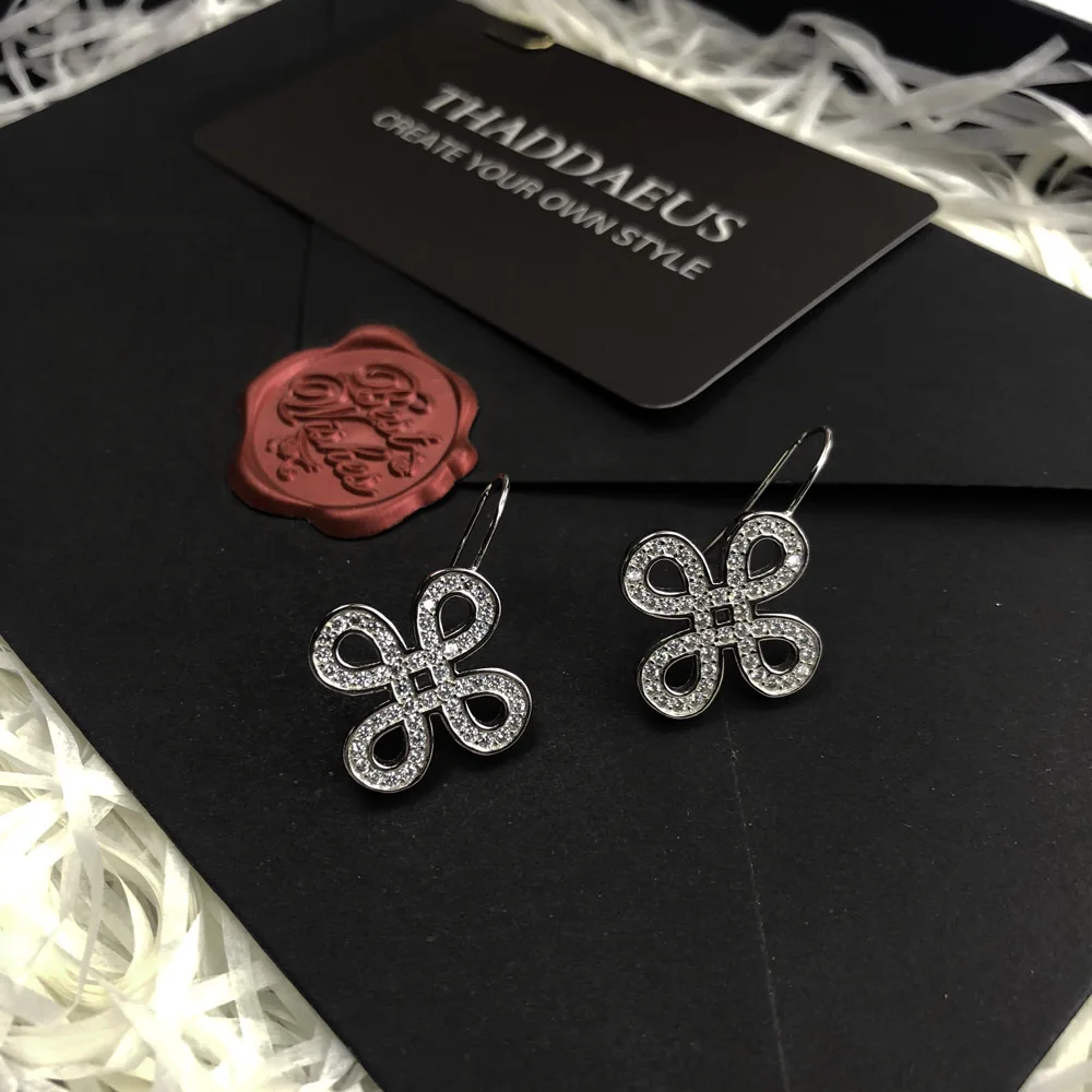 Ohrringe mit Schleifenknoten, brandneu, europäischer Stil, edler Liebesschmuck für Frauen, romantisches Geschenk aus 925er Sterlingsilber. – Detail 5
