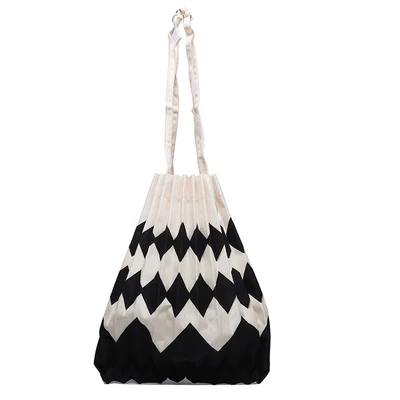 HOT SELLING Miyake pleated canvas casual stripe shoulder bag handbag IN STOCK