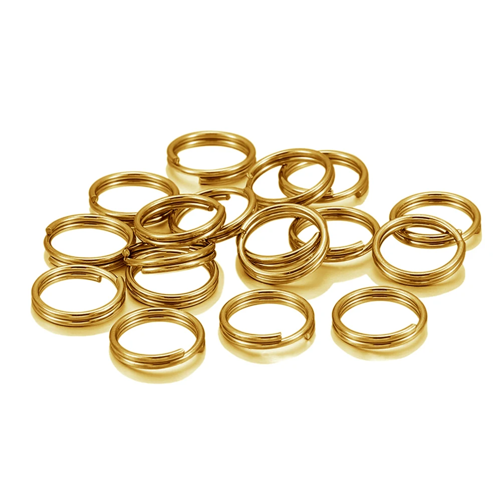 50/100Pcs 5-15mm Gold Color Stainless Steel Double Loops Split Jump Ring Fit Key Chain Connectors for Jewelry Making Accessories