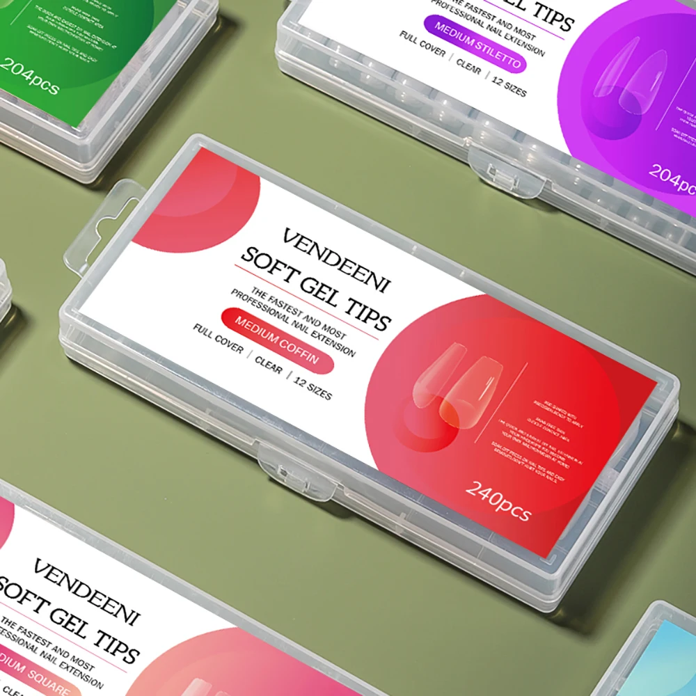 Vendeeni 240 قطعة غطاء أبيض واضح كامل الاكريليك الباليه نعش الفرنسية أظافر صناعية نصائح وهمية أظافر تلميح مانيكير تمديد أداة