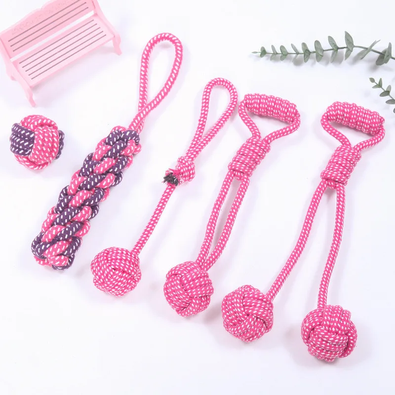 Interactive Cotton Rope Dog Toys Bite-Resistant Pet Puppy Dog Toy Chew Ball Toy for Small Large Dogs Teeth Cleaning Pet Supplies