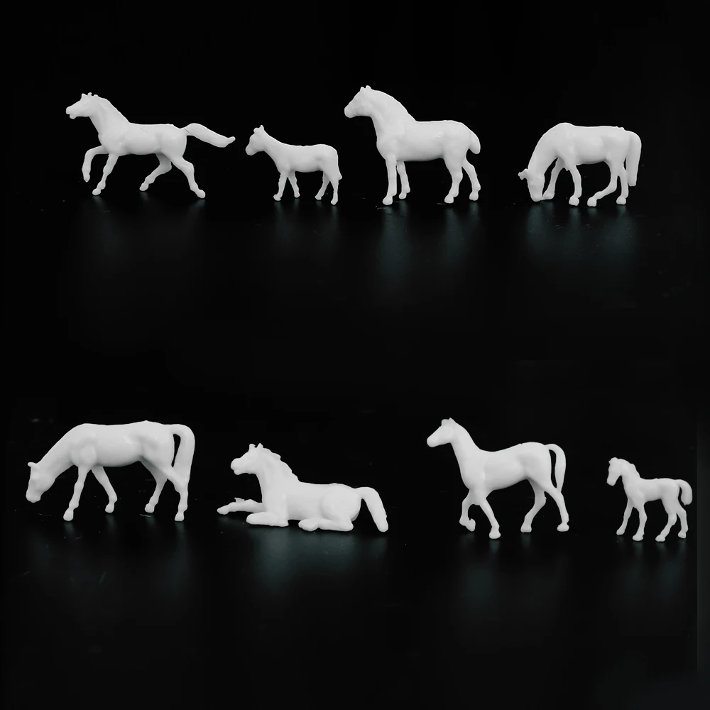 ABS White Model Horse 1/87 HO Scale Painted Farm Animals For Railway Building Train Layout