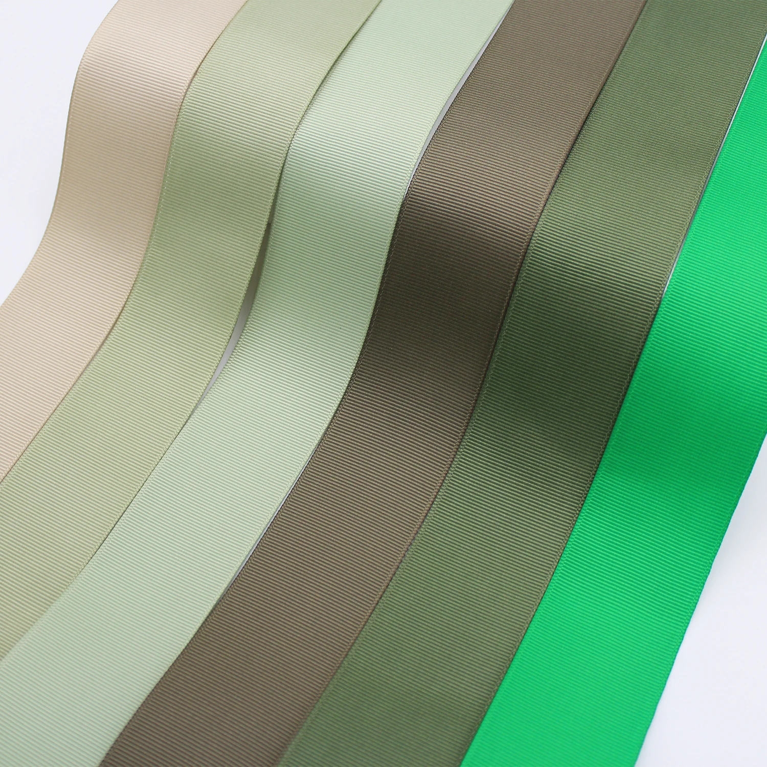 Cinta de satén de grogrén para manualidades, Color verde/Oliva/musgo/menta/Salvia, 6mm, 9mm, 16mm, 25mm, 38mm, 5 metros/lote, 2020