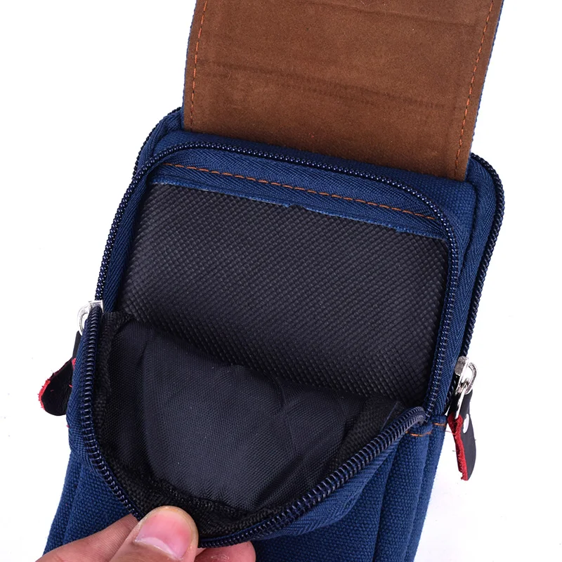 Étui de téléphone portable en toile pour homme, sac banane, sac banane, portefeuille, sac à main, ceinture, hanche, mâle