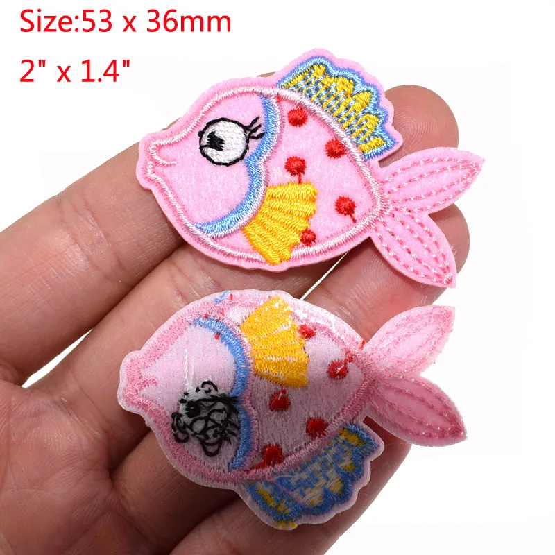 12Pcs Goldfish embroidery patch Iron On patches for clothing bag badges sewing DIY craft decoration 53 x 36mm