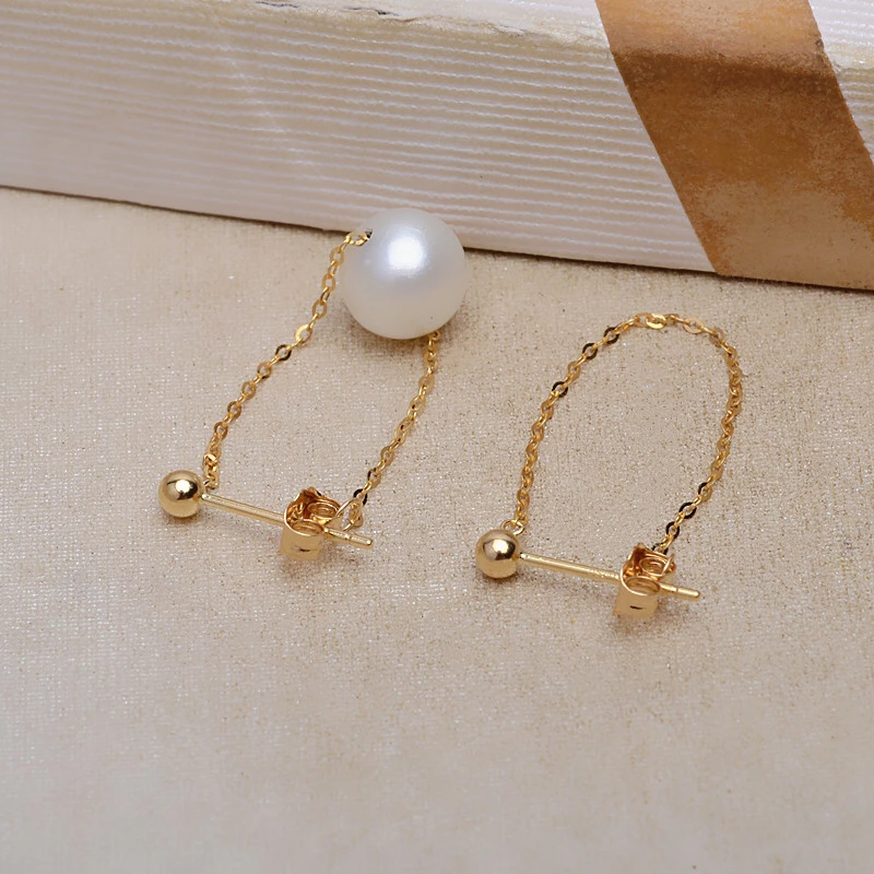 18K Yellow Gold AU750 Earrings Mountings Findings Mounts Base Jewelry Settings Accessories Part for Pearls Jade Crystal