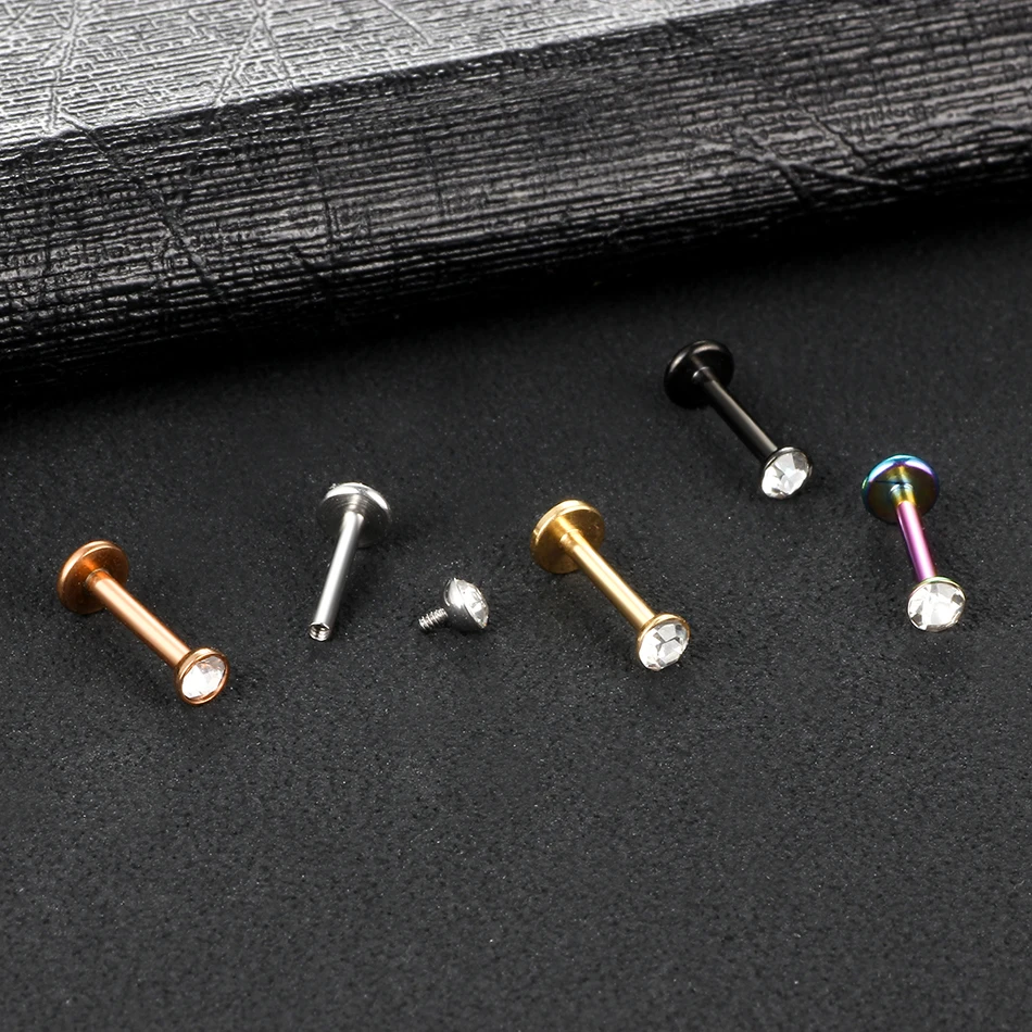 1PC 316L Stainless Steel Labret Stud Lip Rings Helix Tragus Piercings Oreja Cartilage Earrings 16G 8MM Lobe Body Jewelry