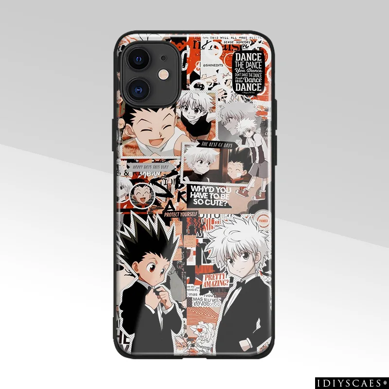 Gon Killua HxH Japanese Anime Tempered Glass Phone Case For iPhone 6s 7 8 14 15 Plus X Xr Xs 12 13 mini 11 14 15 Pro Max