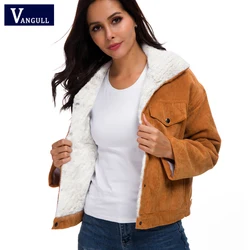 Vangull Thicken Corduroy Women Jacket Autumn Winter New Lambs Wool Warm Jackets Ladies Cute Outerwear Casual Coat Warm Parkas