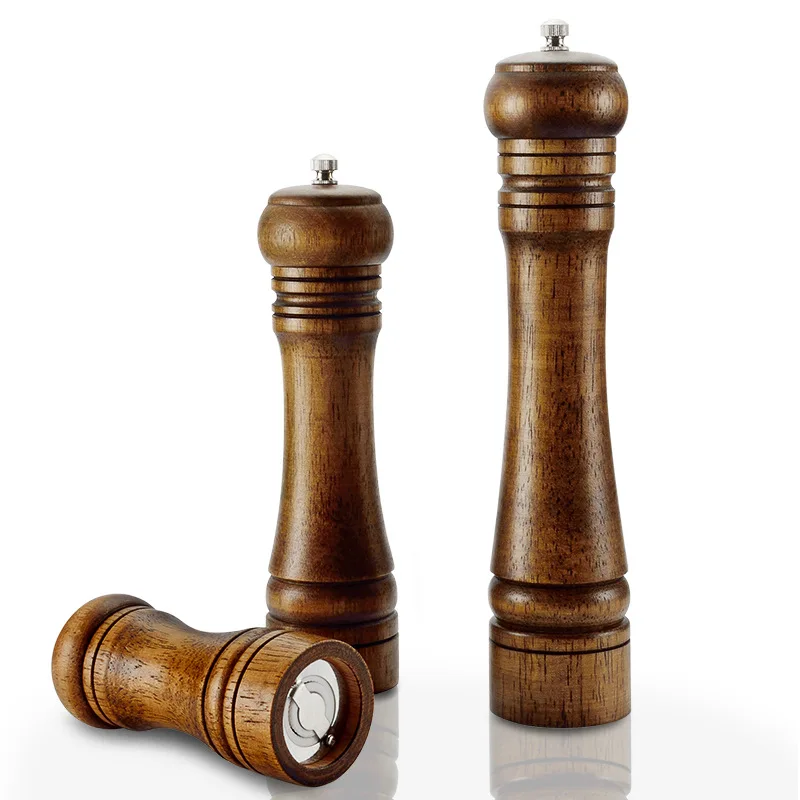 Manual Oak Wooden Pepper Mill, Salt Grinder, Kitchen Spice Tools