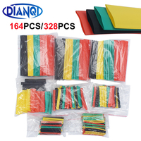 164pcs/328pcs Set Polyolefin Shrinking Assorted Heat Shrink Tube Wire Cable Insulated Sleeving Tubing Set 2:1