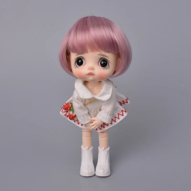 

Aidolla 1/8 BJD/SD Doll Hair Wig Purple Short Bangs BOBO Head Straight Hair DIY BJD/SD Doll Accessories For Doll Girl Gift