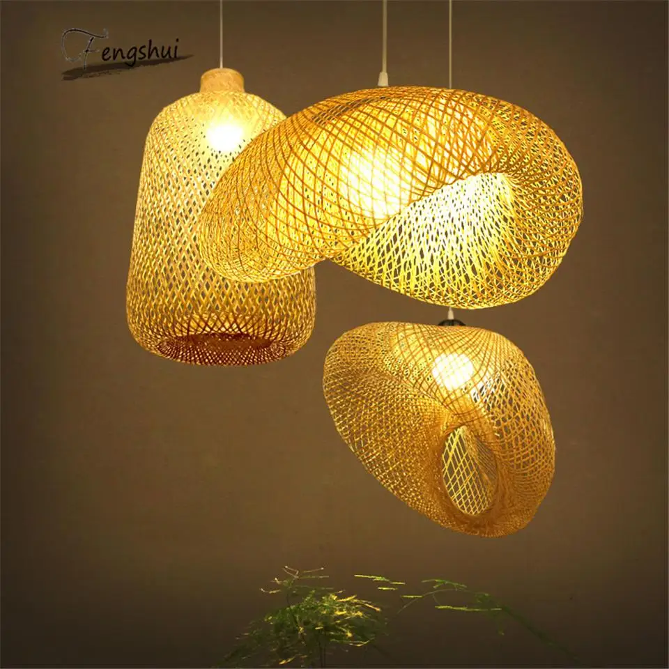 

Modern Bamboo lamp Art pendant light lighting Restaurant Hotel Rattan pendant lamp for living room hanging lamp kitchen fixtures