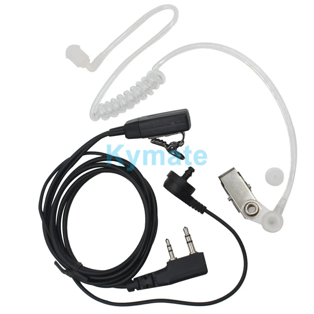 Trong Suốt 2 Pin PTT Tai Nghe Chụp Tai Kèm MIC Covert Ống Trong Tai Tai Nghe Cho TYT Bộ Đàm Baofeng UV-5R BF-888S Đài Phát Thanh CB Phụ Kiện