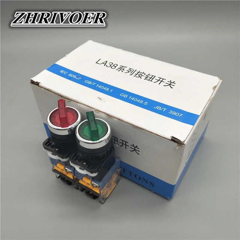 22mm LA38-11XD/2 LA38-20XD/3 노브 스위치 라이트 자동 잠금 선택기 스위치 2/3 위치 10A/440V 로터리 스위치
