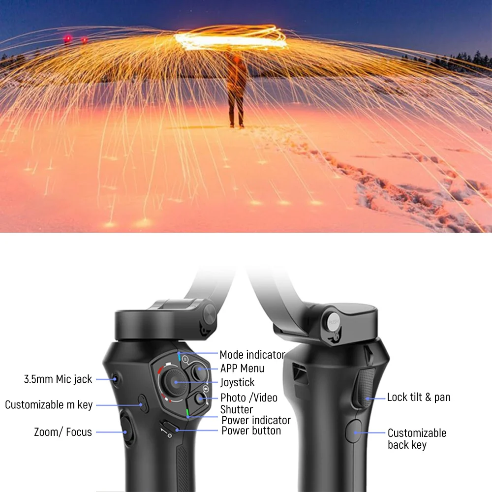 3-х осевой ручной шарнирный стабилизатор для камеры GoPro телефон слежение за лицом Активный Трек w/фокус Pull & Zoom для iPhone Huawei Xiaomi экшн-камеры