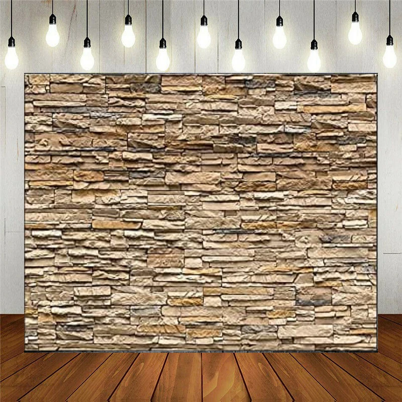 Retro Stone Brick Wall Photography Backdrop Brown Brick Floor Photo Backgrounds For Photoshoot