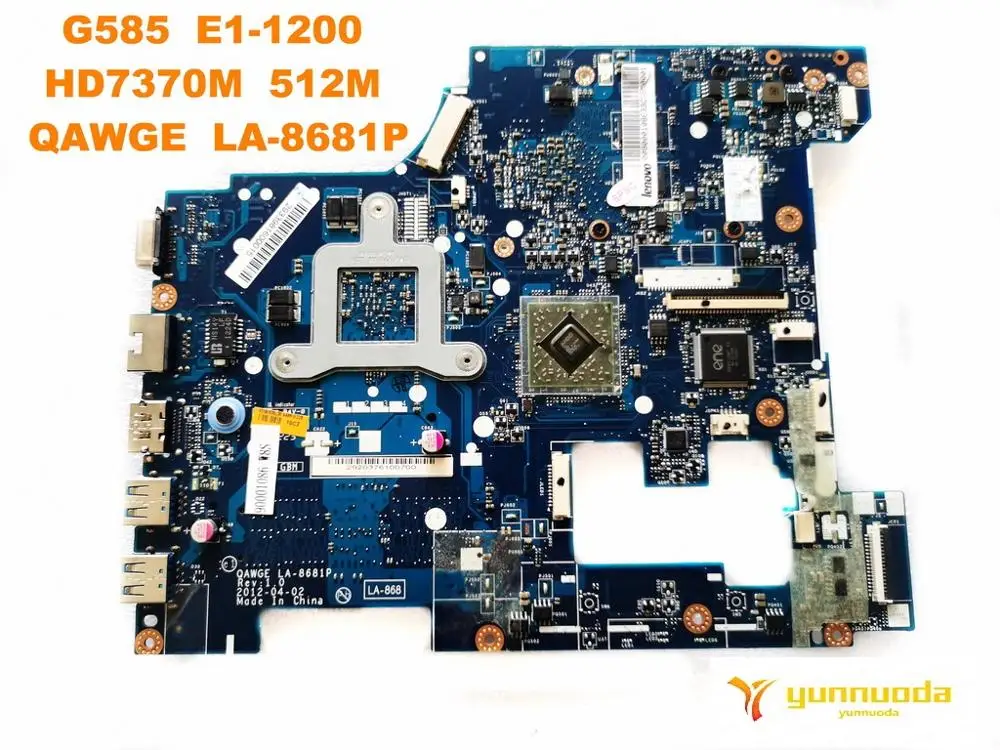 Original for Lenovo G585 laptop motherboard G585  E1-1200  HD7370M  512M  QAWGE  LA-8681P tested good free shipping