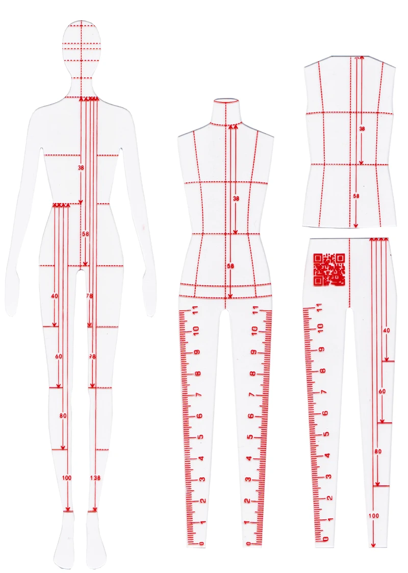 Men And Women Regular Suit Quilting Ruler Clothing Design Model Rulers Hand-painted Mold Effect Style Template Ruler