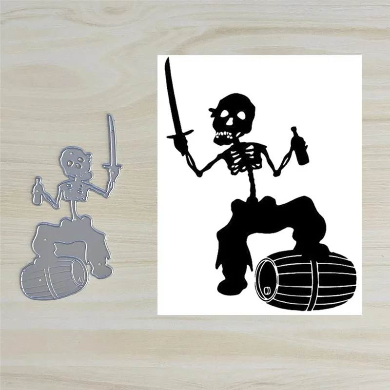 Wine Barrel Skull Man Metal Cut Dies Stencils for Scrapbooking Stamp/Photo Album Decorative Embossing DIY Paper Cards