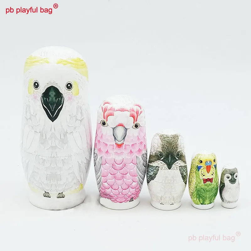 

PB Playful Bag Five layers Eagle Russian Doll Wooden funny craft toys children's birthday gift Creative home furnishings HG156