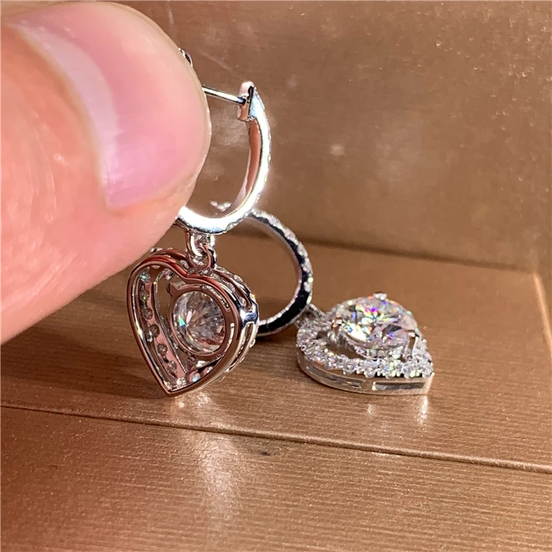 Huitan High Quality Heart Earrings with AAA CZ Stone Timeless Style Fancy Women Accessories Aesthetic Earrings Eternity Jewelry