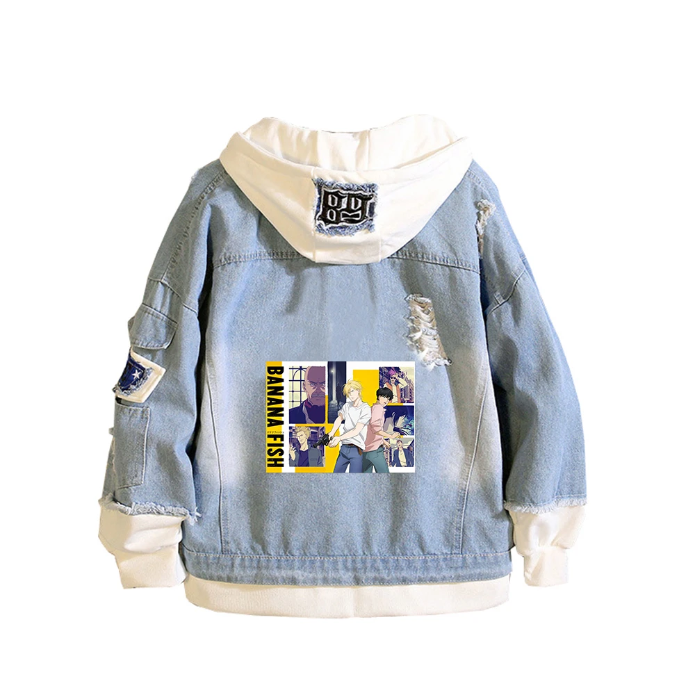 BANANA FISH Demin Jacket Anime Jeans Hoodies Ash Lynx Long Sleeve Women Sweatshirt Harajuku Boys Streetwear Couple Clothes view 3