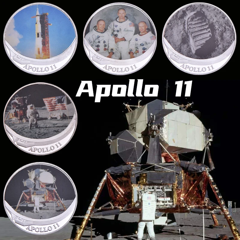 Apollo 11  Anniversary Silver Coins Collectibles with Coin Holder Gift Box Collector Set