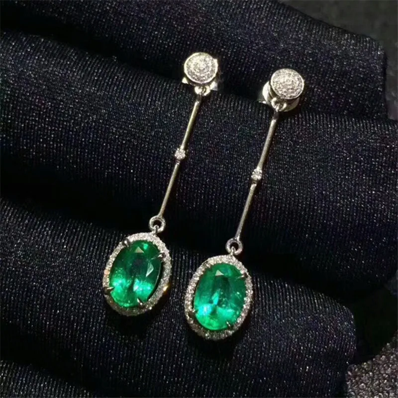 Columbia nature Emerald Gemstone Earrings Real 925 Silver Fashion Earrings Fine Charm Jewelry for Women