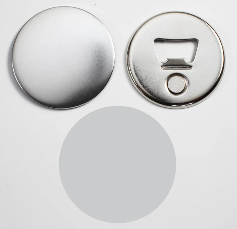 75MM magnet bottle opener iron bottom bottle opener magnetic button badges blanks 100 sets