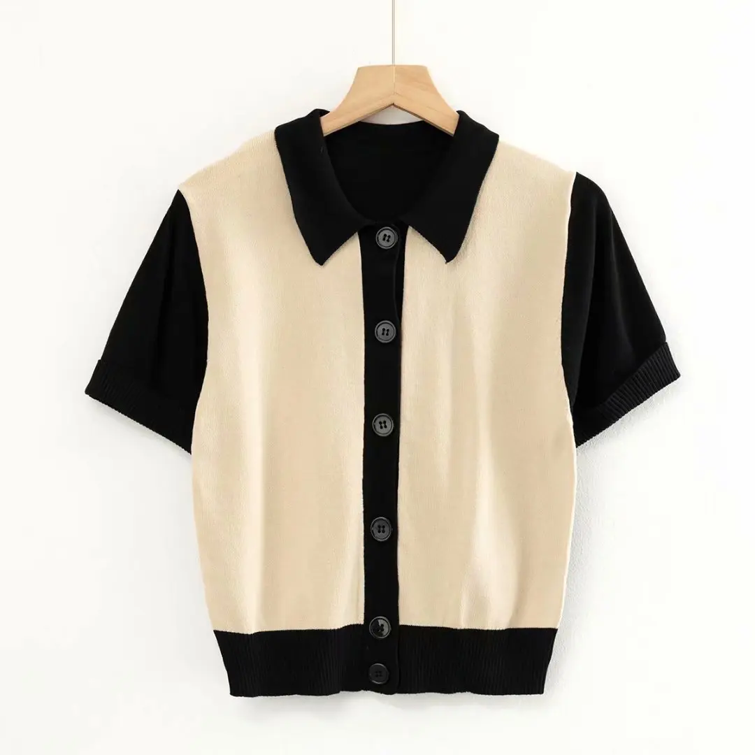 Summer vintage shirts for women sexy womens tops and blouses korean designer clothes button up shirt kawaii crop top patchwork