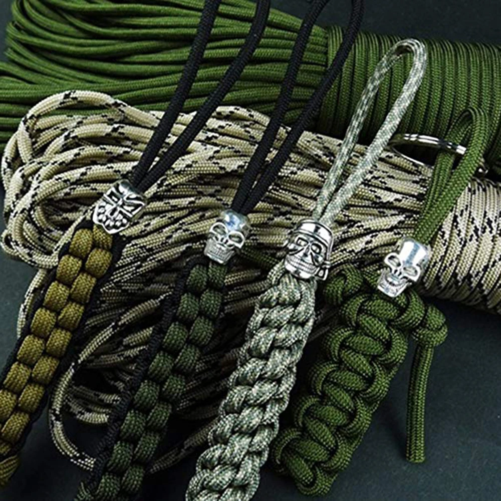 Stainless Steel Hole 6mm Paracord Knife Lanyard Beard Beads Large Slide Skull Charm Pendant DIY Making Handmade Bracelet