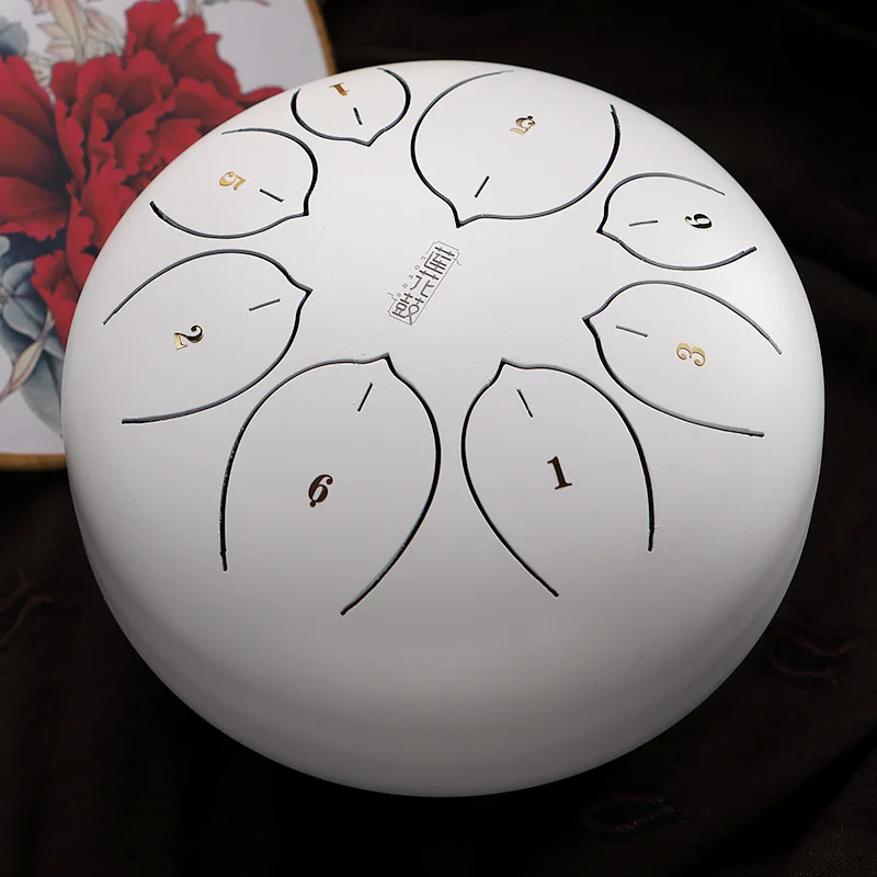 Hluru Huashu D Peptide Lotus Hollow Zen Steel Tongue drum Ethereal Percussion Musical Instrument 8note 10inch Tambourine Handpan