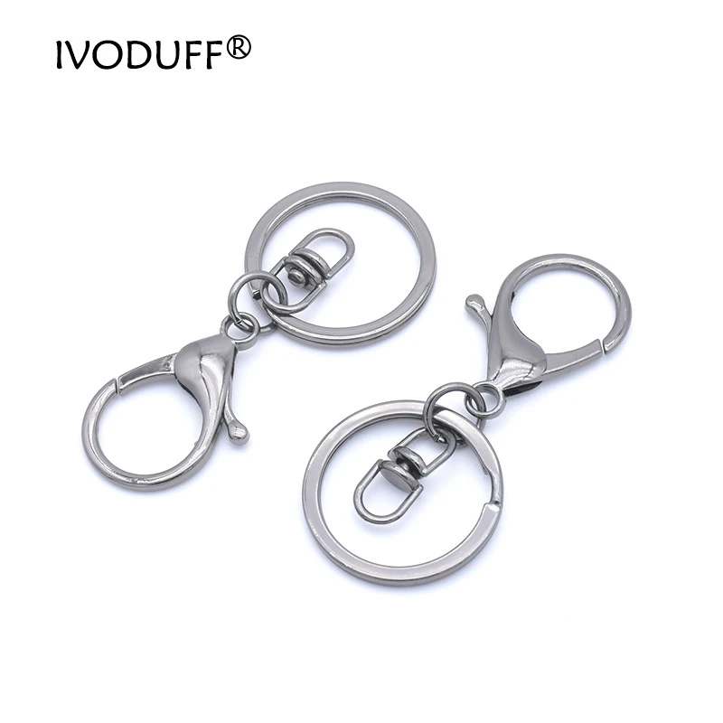 5x  30mm Flat Key Ring With Lobster Popular Classic Plated Lobster Clasp Key Holder Chain Jewelry Making For Keychain