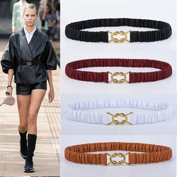 Elastic Leather Belts For Women Waist Stretch Cummerbunds Female Designer Easy Corset Dress Belt Waistband Ladies Coat Strap