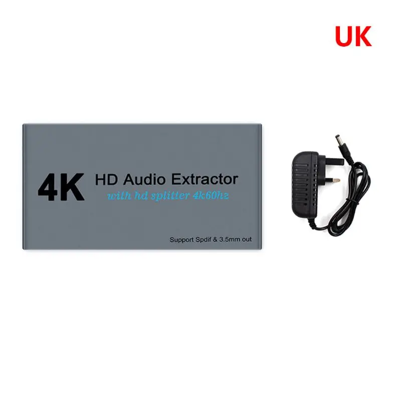 4K Splitter 1 ใน 2 AUX Extractor 3.5 มม.สเตอริโออะแดปเตอร์แปลงQ81F