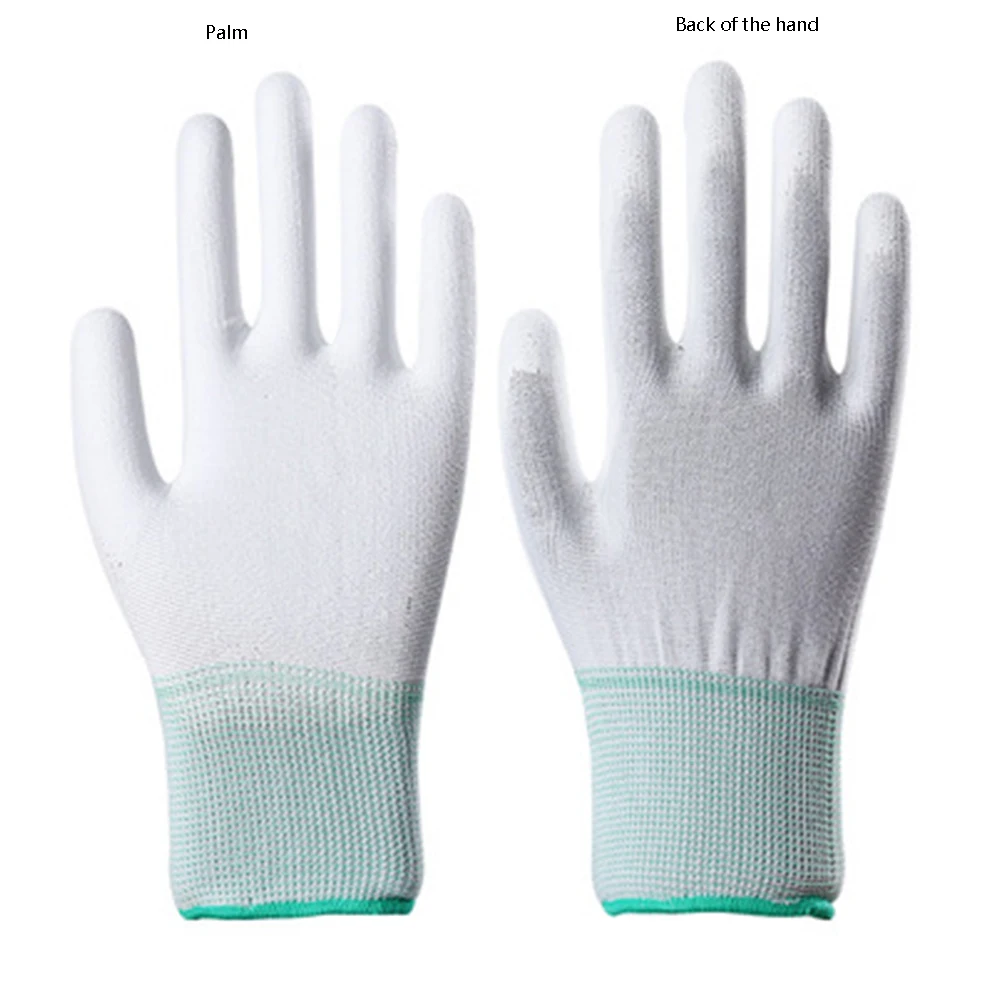 

10 pairs Factory direct carbon fiber polyester palm coated esd gloves