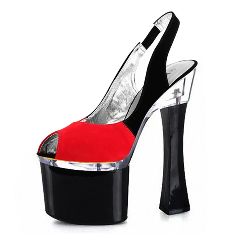 

The new color matching stage party dress shoes Star magazine with super high heels 18 cm high Dance Shoes