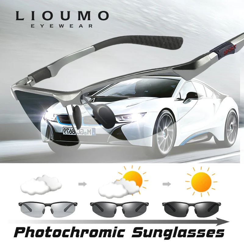 LIOUMO Outdoor Sport Photochromic Polarized Sunglasses Men Women Anti-glare Driving Goggles UV400 Glasses lentes de sol hombre