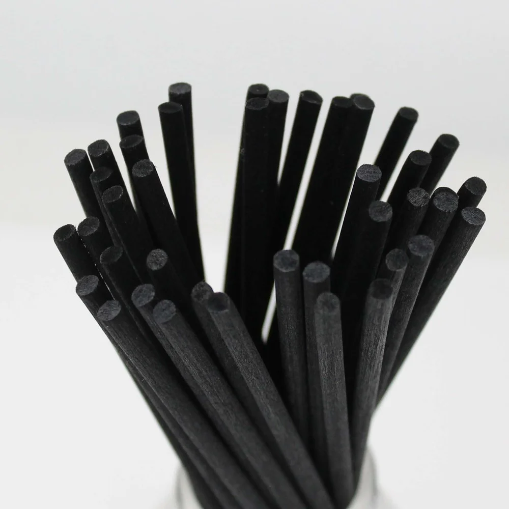 50+2PCS 20cmx3mm 25cmx3mm 20cmx4mm Black Fiber Rattan Sticks Essential oil Reed Diffuser Stick for Air Freshener Home Fragrance