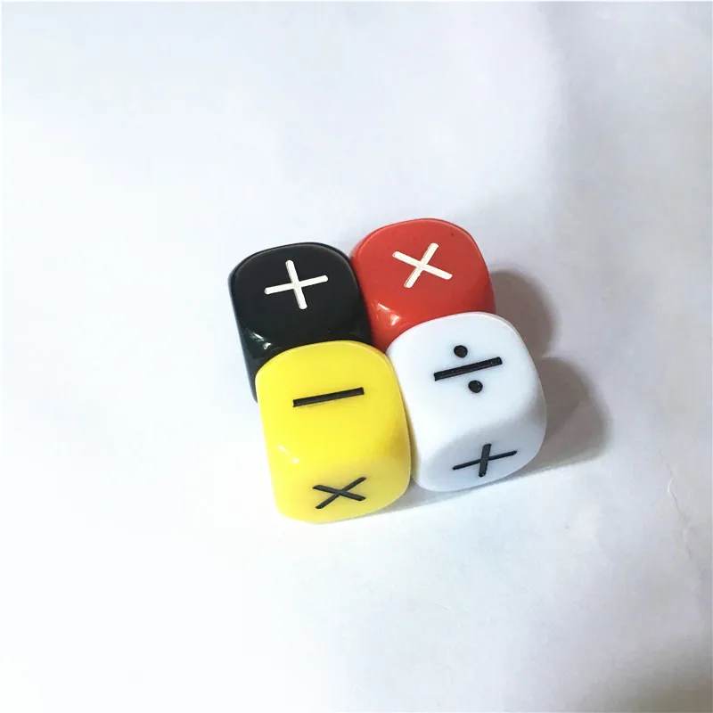 

4Pcs/set New Addition and Subtraction Symbol Dice Operation Baby Teaching Assistant Props 16mm Multiplication and division Dices