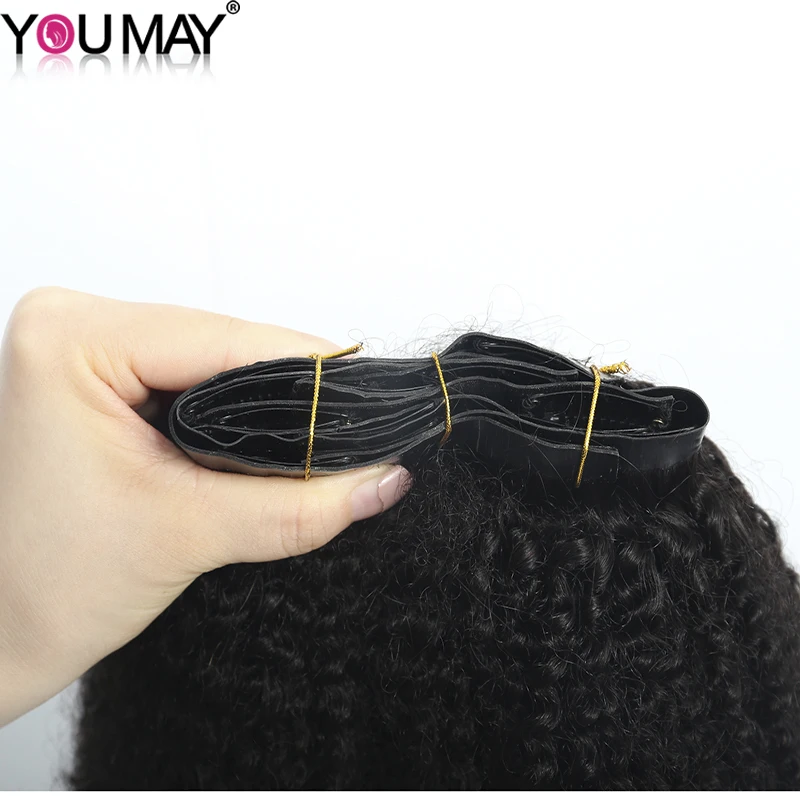 YouMay-extensiones de cabello rizado Natural, pelo Afro sin costuras, negro, 4B, 4C