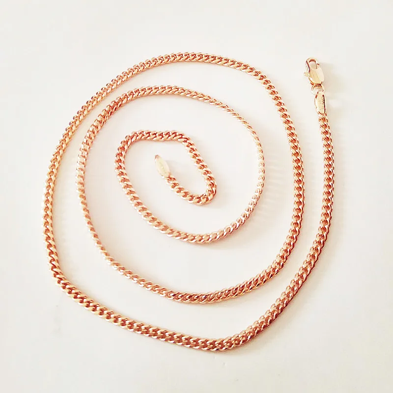 New 60 CM  Long Slim Necklace Chain 585 Rose Gold Color Women Fashion Jewelry Hot Selling Gift