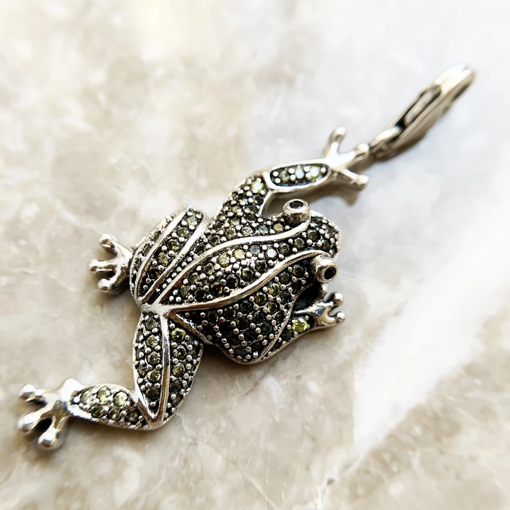 Pendant Frog Green Eva Fashion Glam 925 Silver Jewelry Europe Style Sterling Accessorie Gift For Woman Men