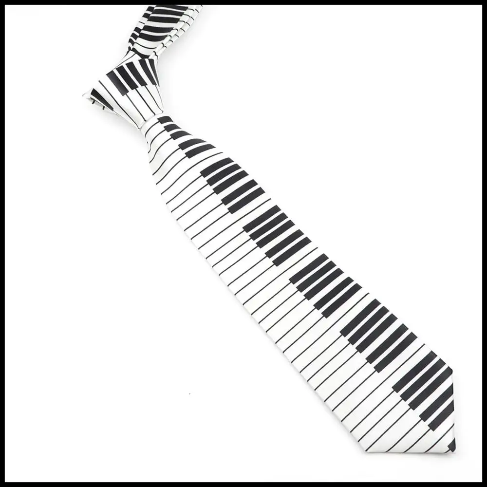 Classic Fashion Men\'s Skinny Tie Colorful Musical Notes Printed Piano Guitar Polyester 8cm Width Necktie Party Gift Accessory