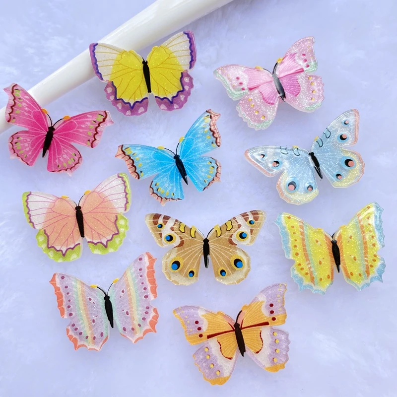 10Pcs Kawaii Cute Mixed Colorful butterfly Flat back Resin Cabochons Scrapbooking DIY Jewelry Craft Decoration Accessorie D94